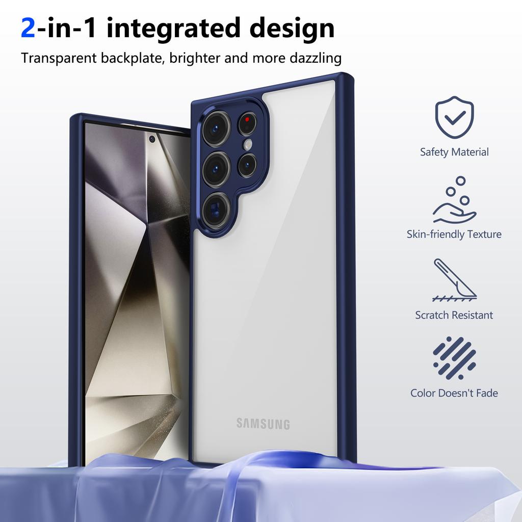 For Samsung Galaxy S22 Ultra 5G Case Matte Skin Touch Clear PC + TPU Shockproof Phone Back Cover