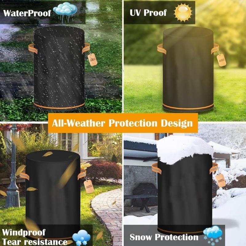 Fire Column Cover Round Outdoor Furniture Protector With Handle Cylinder Fireplaces Cover Protector For Yard