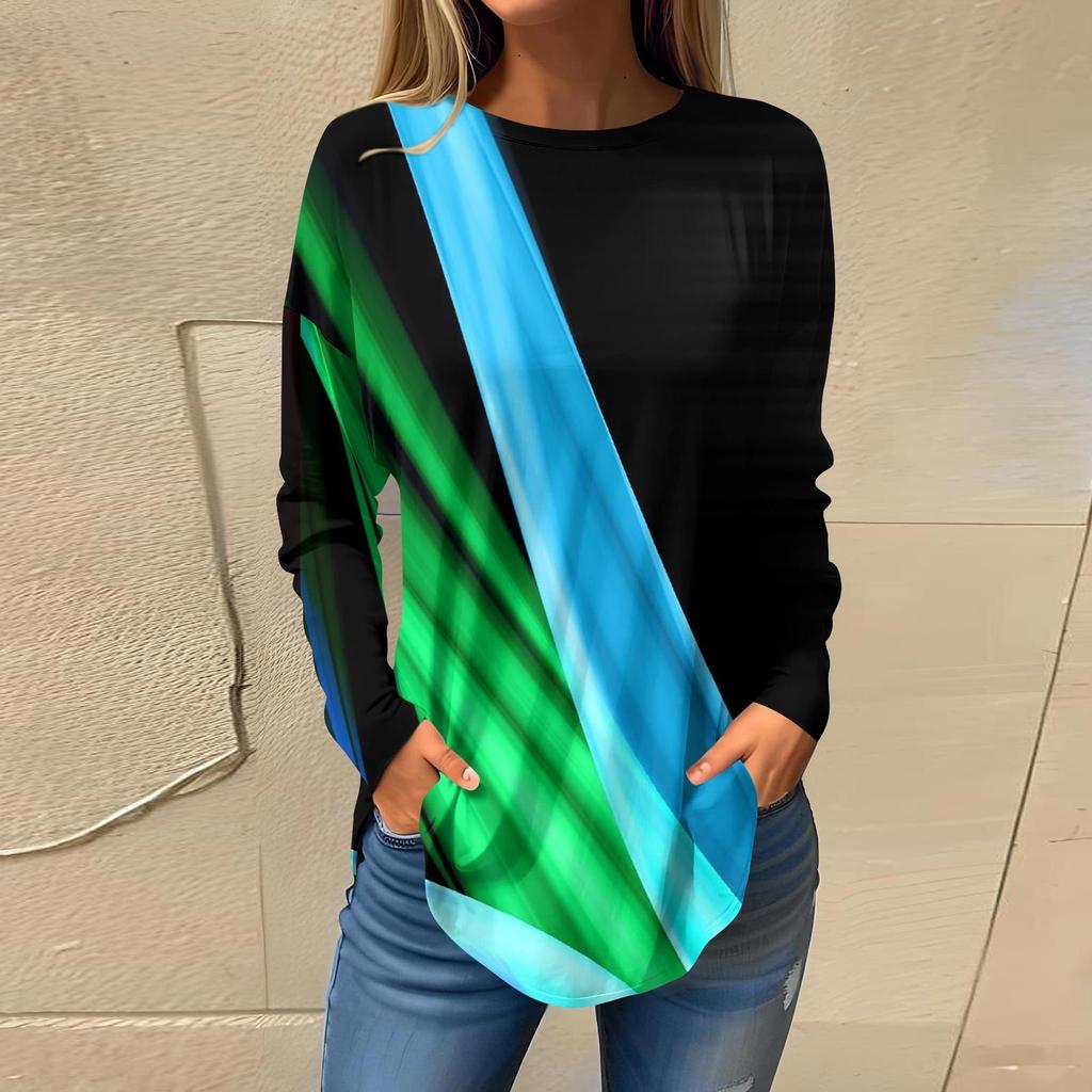 Tee Shirts For Women Fall Casual Long Sleeve Shirts Sweatshirt Retro Printing Top Pullover