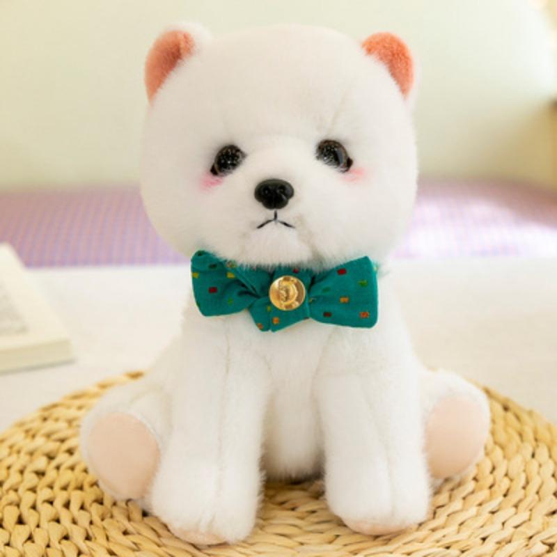 Super Cute Bow Little White Dog Doll Plush Toy Rag Doll Shiba Inu Grabbing Machine Doll Birthday Gift