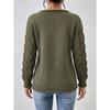 Women Casual Loose Off Shoulder Long Sleeve Cable Knit Pullover Sweater