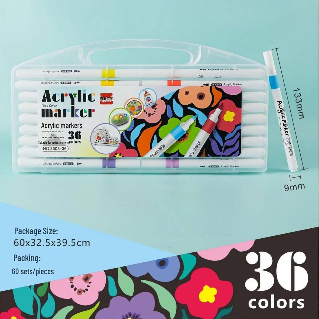 Soft Tip Acrylic Marker Set: 12 Vibrant Colors, Non-Bleeding, Suitable for Children's Painting