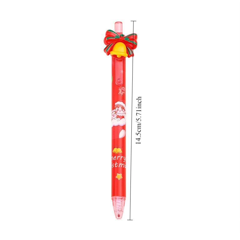 36Pcs Cartoon Santa Claus Patch Press Pen,Christmas Gift Student Prize Writing Tool School Pen Christmas Tree Bells Wreaths Patch Signnture Pen