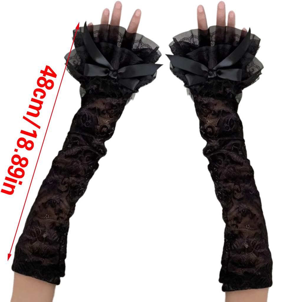 Punk Fingerless Gloves Lace Wrist Gloves Bride Wrist Warmer Gloves for Halloween Masquerades Proms Gloves