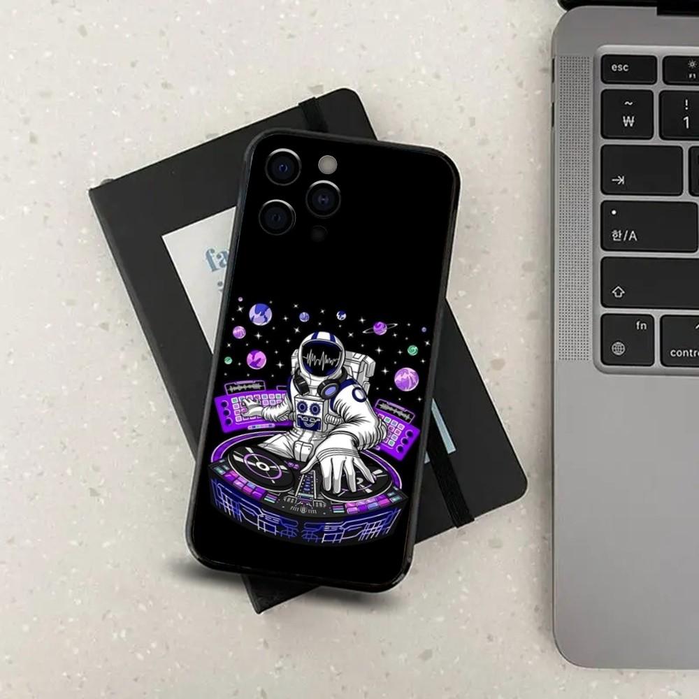 Space Astronaut Cartoon Phone Case For Apple iPhone 15,14,13,12,11,Pro,X,XS,Max,XR,Plus,Mini Soft Black Cover