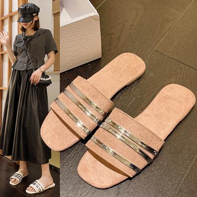 2024 Summer Women Slippers Flat Bottom Non-slip Outdoor Open Toe Beach Female Sandals Sexy Fashion Design Slides Woman Shoes