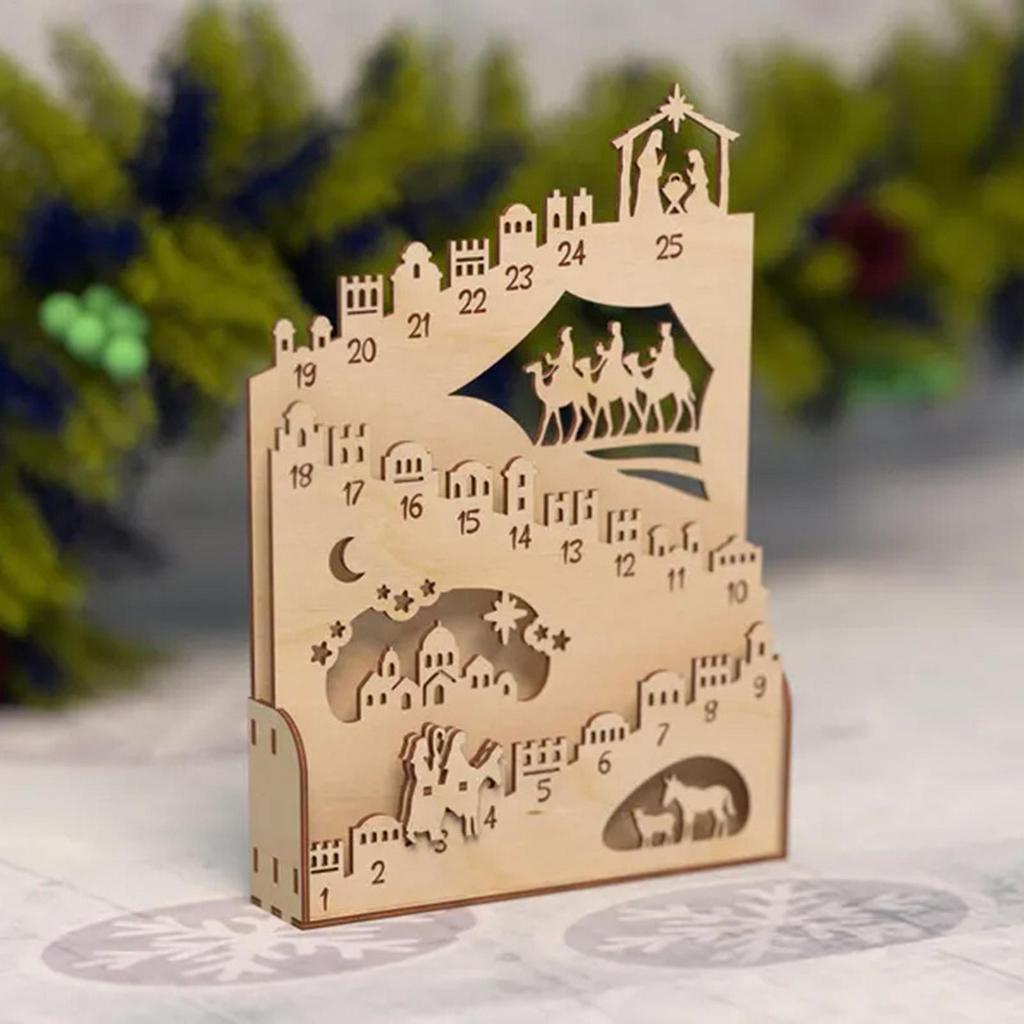 2025 Wooden Christmas Advent Calendar 25 Days Mobile Character Christmas Countdown Calendar for Winter Holiday