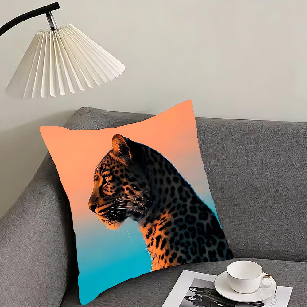 Leopard Cool Cushion Cover Pillowcase Ultra Soft Skin Friendly Fabric Cloud Like Comfort  Concealed Zipper