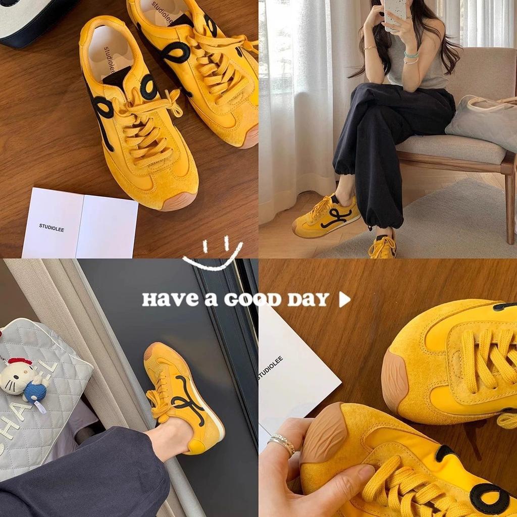 Casual Contrasting Color Splicing Lace-up German Training Shoes Board Shoes Women's Retro Asymmetric Big Toe Head Round Head Versatile Forrest Gump