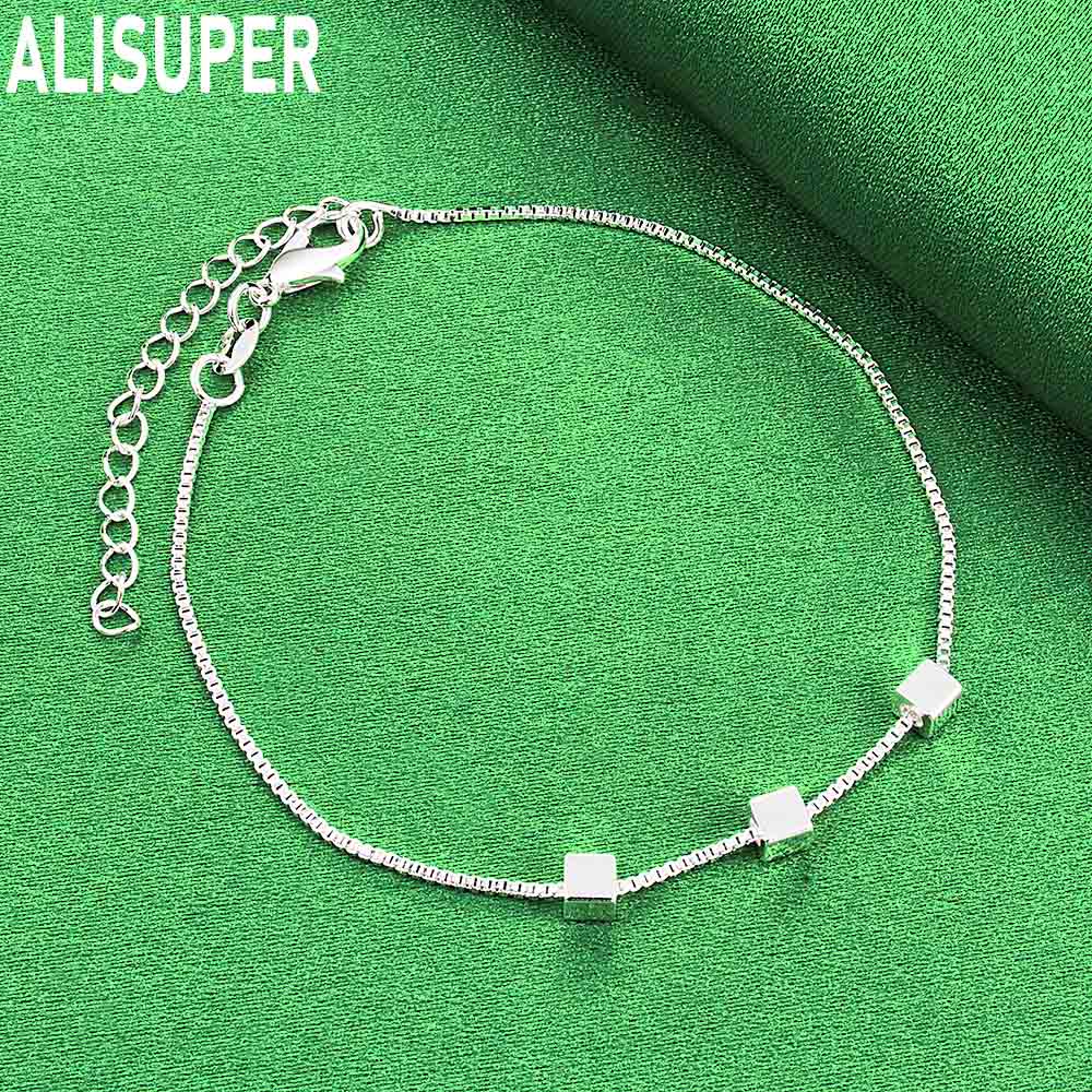 925 Sterling Silver Simple 3D Square Bracelet - Exquisite Gift Jewelry