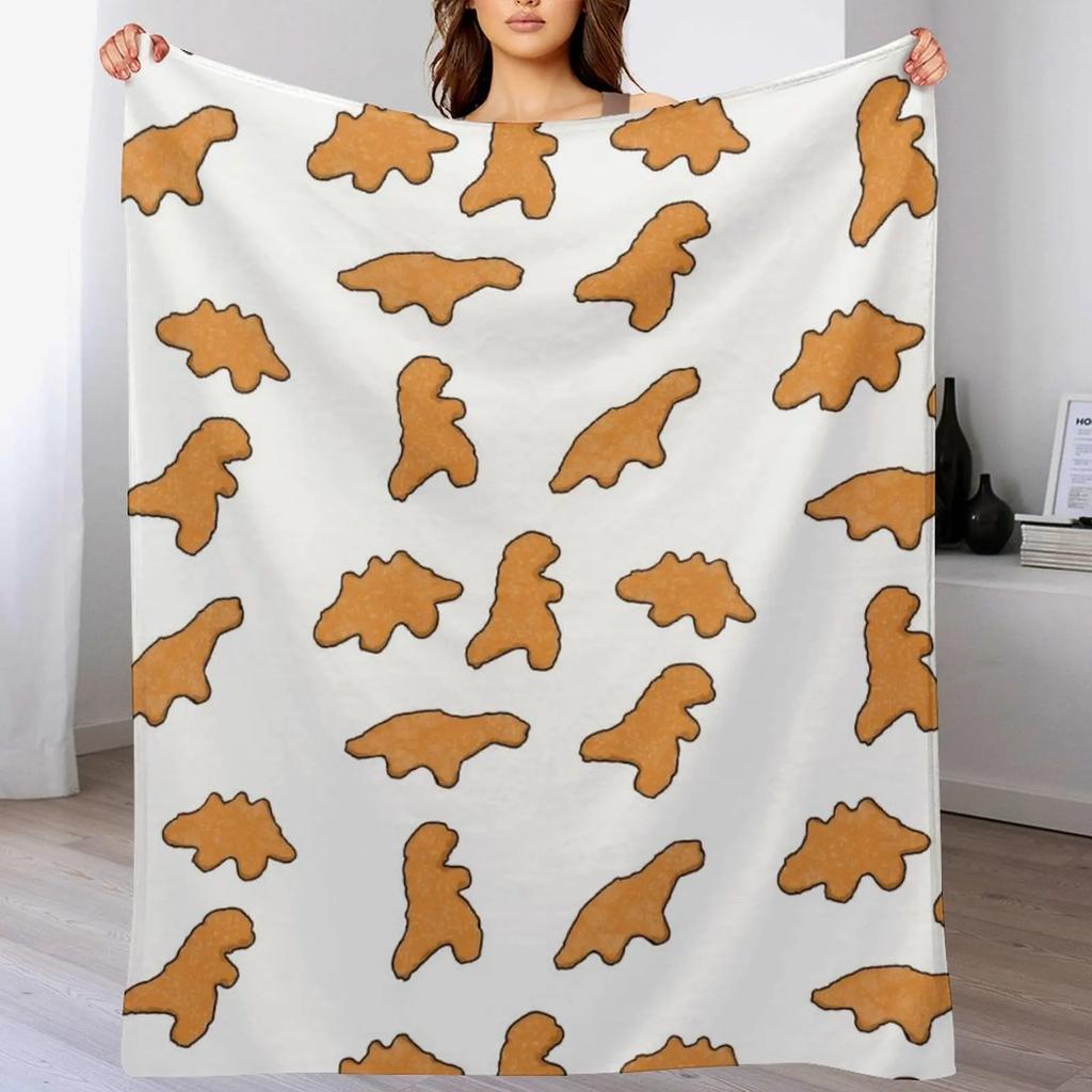Dino Nuggets Throw Blanket Cozy Sofa Blanket for TV Watching Napping