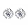 Ohrstecker aus S925 Sterlingsilber im koreanischen Stil mit vierblättrigem Kleeblatt und eingelegten Diamanten