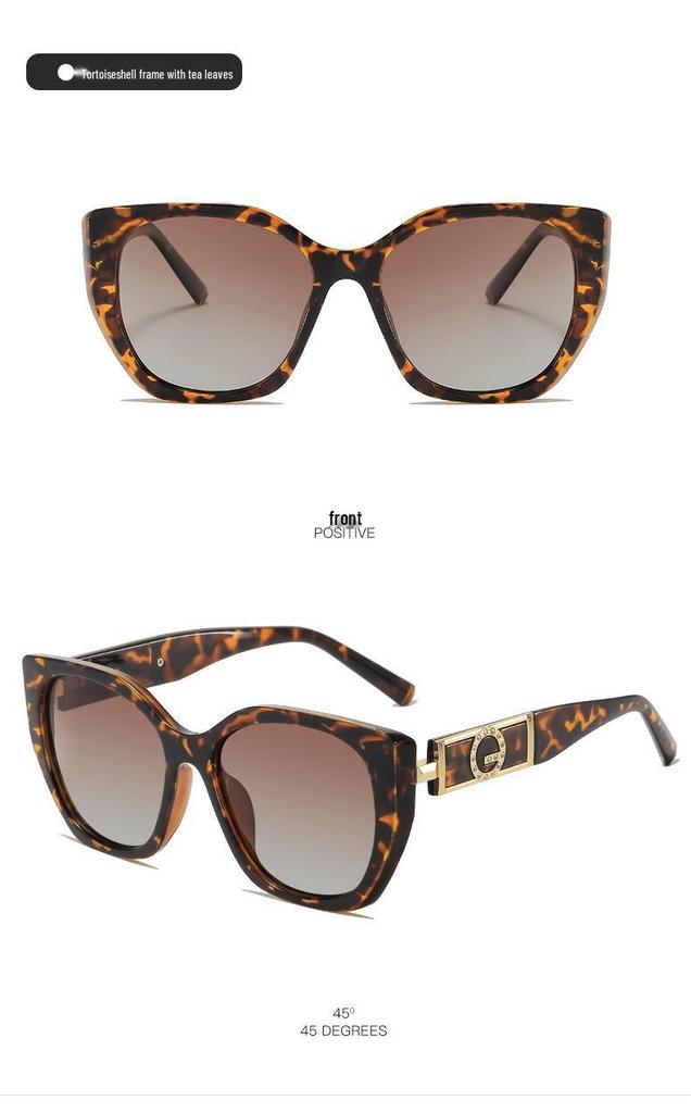 Women's Retro Large-Frame Polarized Sunglasses - Slimming & High-End Sun Protection for Driving.