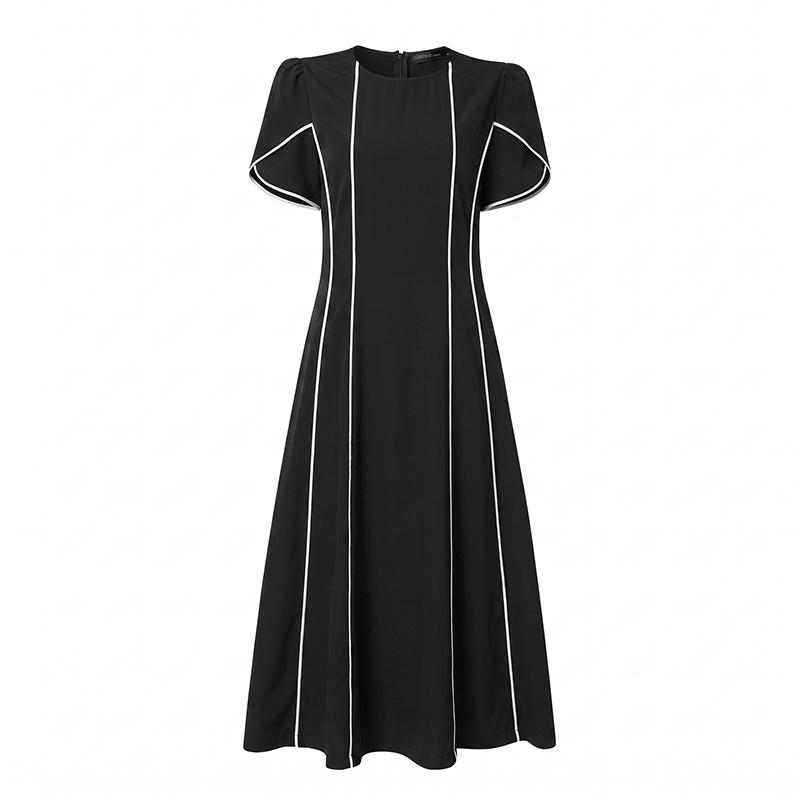ZANZEA Vestido de Verano Elegante de Manga Corta con Cuello Redondo Casual para Mujer