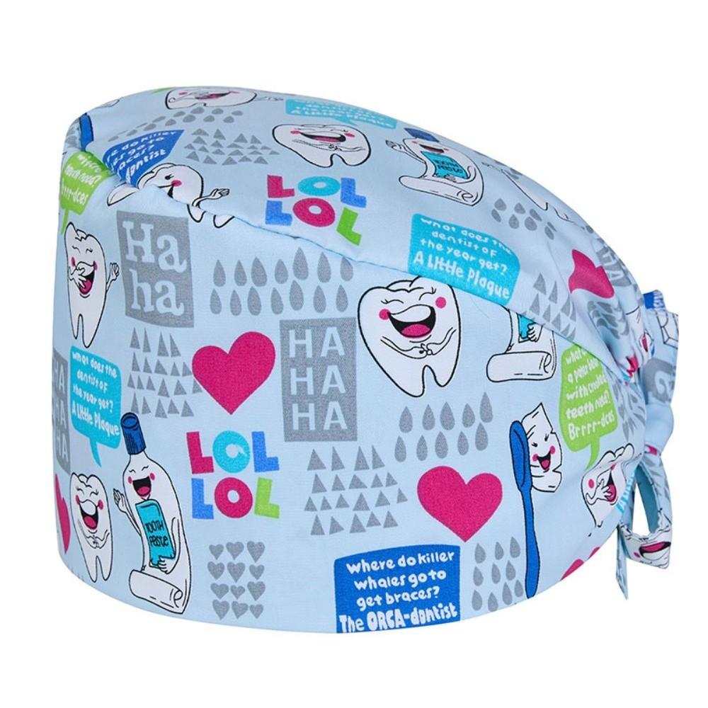 Unisex Cartoon Printing Scrub Cap Adjustable Buckle Print Design Lab Scrub Hat Breathable Soft Pure Healthcare Hats Pet Hospital