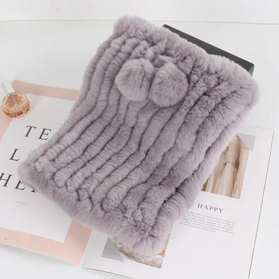 New lady real rex rabbit fur hat Natural warm rex rabbit fur hat scarf Women hand knitted soft real rabbit fur caps scarves