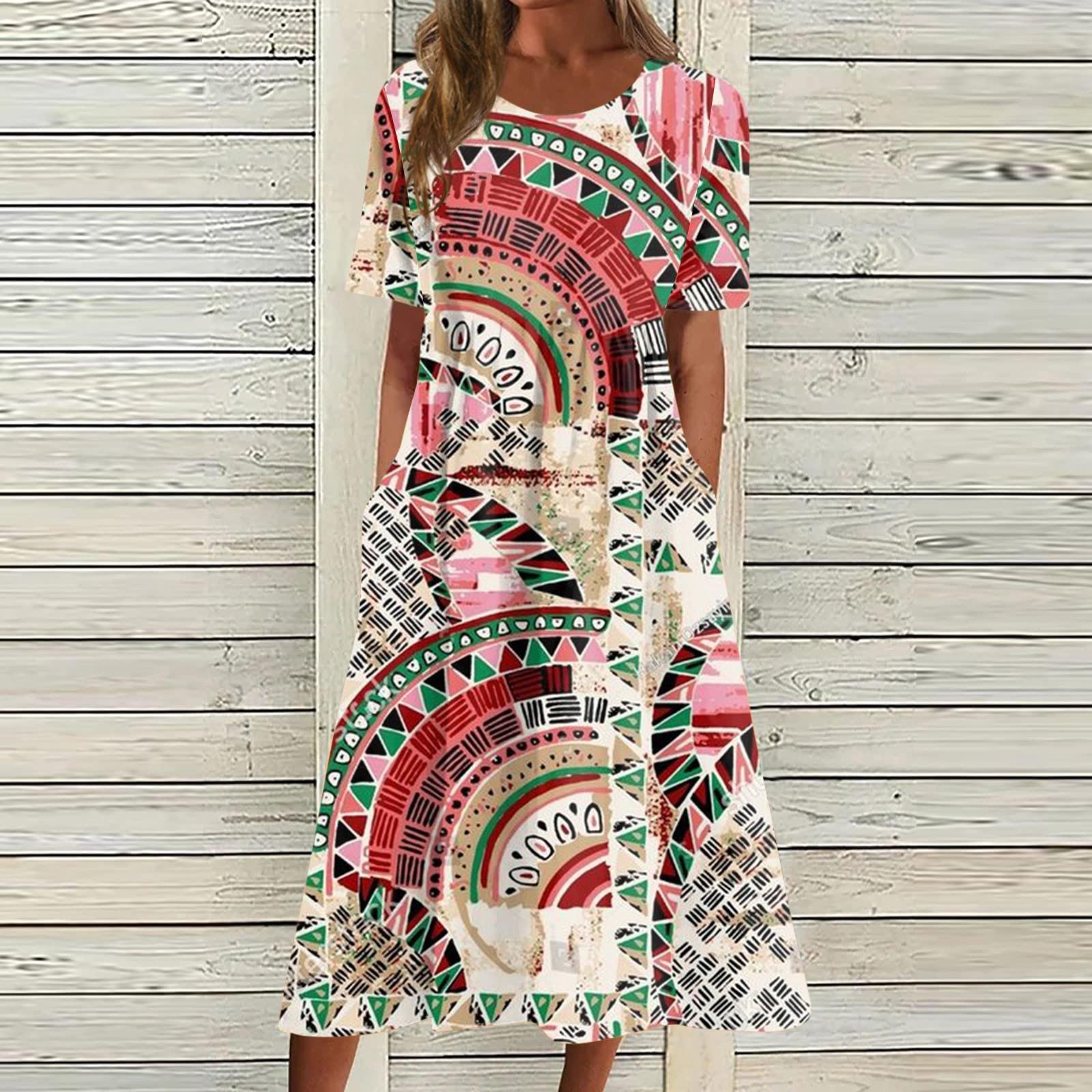 Жен. Повседневные платья Платья с принтами Летние платья С принтами Плиссированные — фото 8