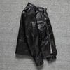 Leder Lederjacke für Herren Trendige Junge Lederjacke Stehkragen Kurz Slim Jacke