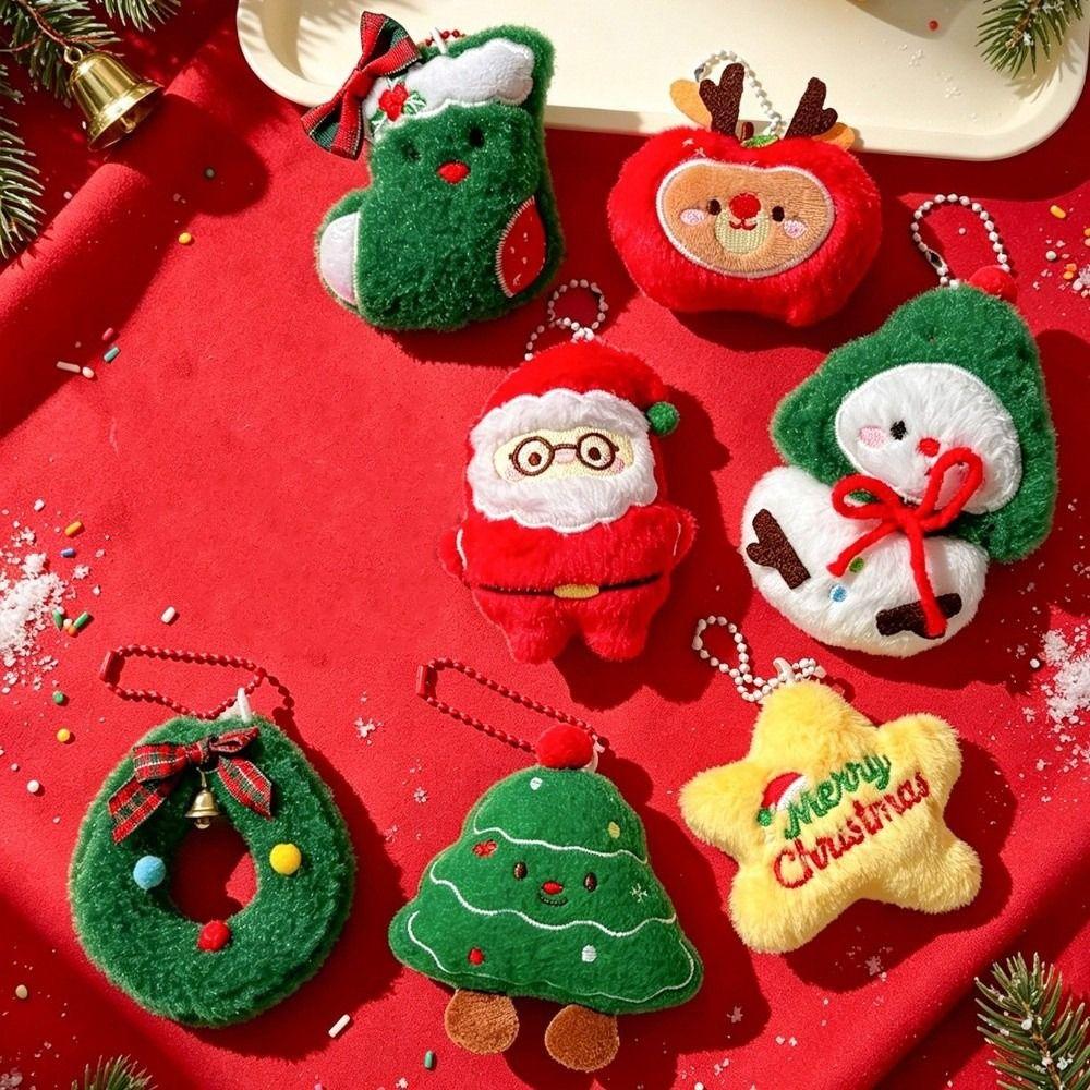 Hanging Ornaments Christmas Keychain Tree Plush Santa Keychain Christmas Tree Pendant  Xmas Gift