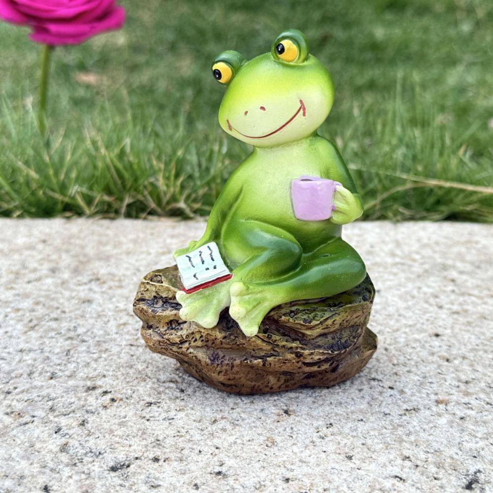 Resin Garden Frog Statue Cute Miniatures Figurine Garden Decoration Animal Sculpture  Bonsai