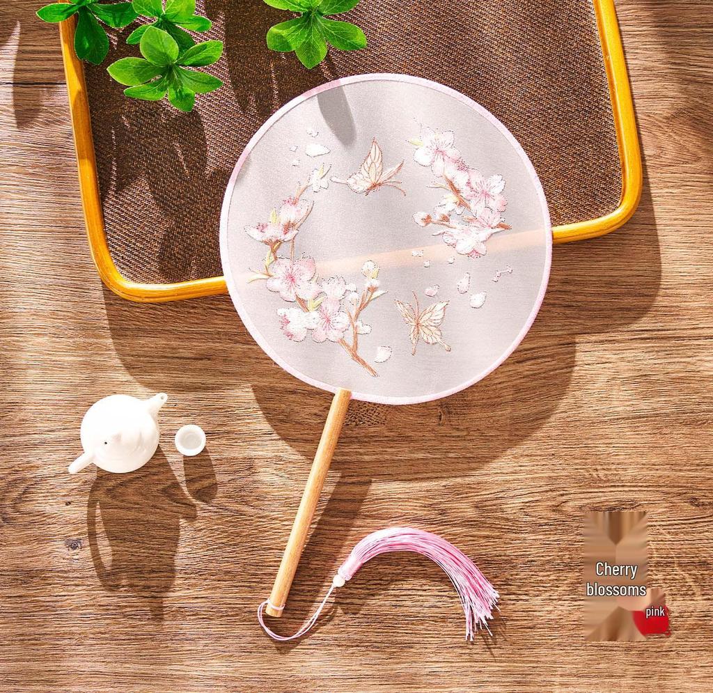 Ancient Style Chinese Embroidery Fan: Classical Hanfu Fairy Dance Accessory