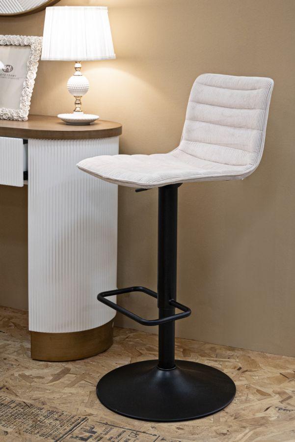Bar Stool With Lift High White Cm 43X49,5X85,5-107(Seat Cm 61-82,5) Set 2Pcs