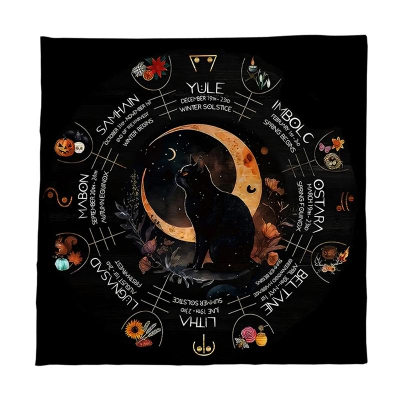 

Soft Velvets Tarots Reading Cloth Colorful Pattern Fade Resistant Tablecloth Easyly Maintenance Spiritual Use B 50x50cm