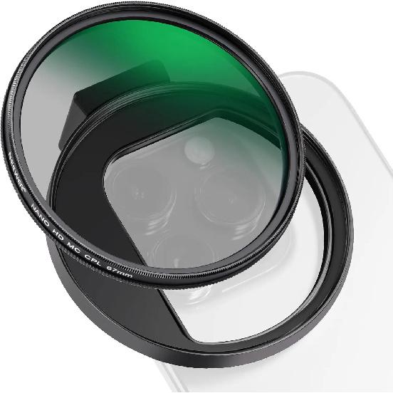 

NEEWER CPL Filter for Phone, 67mm Camera Lens Polarizing Filter with Metal Cold Shoe Phone Clip Compatible with iPhone 15 Pro синий