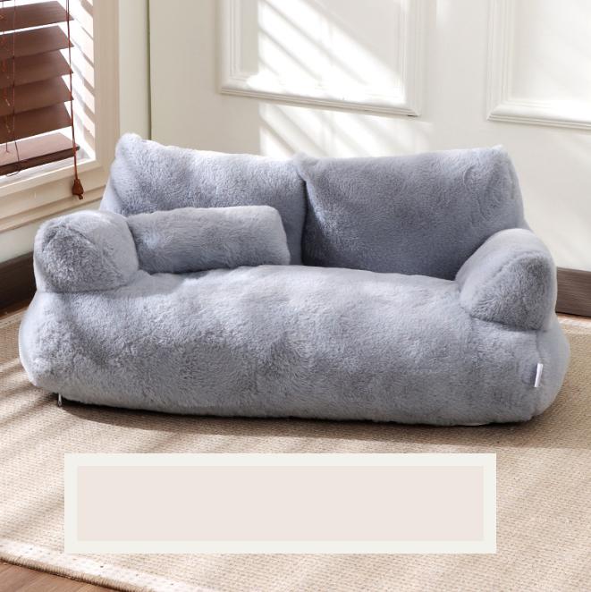 

Роскошная кровать для кошек, диван, зимнее теплое кошачье гнездо, кровать для домашних животных для маленьких средних собак, кошек, удобная плюшевая кровать для щенков, товары для домашних животных M:55x38x18cm серый