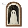 Cute Ghost Arch Shaped Sign Halloween Wall Decor, Table Sign, Vintage Framed Fall Season Decorative Accent Picture, Art for Mantel Living Room Bedroom
