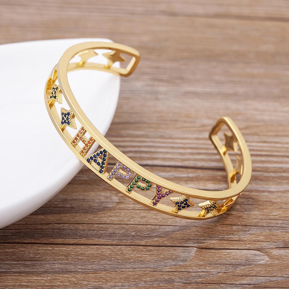 AIBEF New Fashion 8 Styles Punk Copper Zircon Bracelet for Women Crystal Open Cuff Bangles Accessories Jewelry Gift Dropshipping