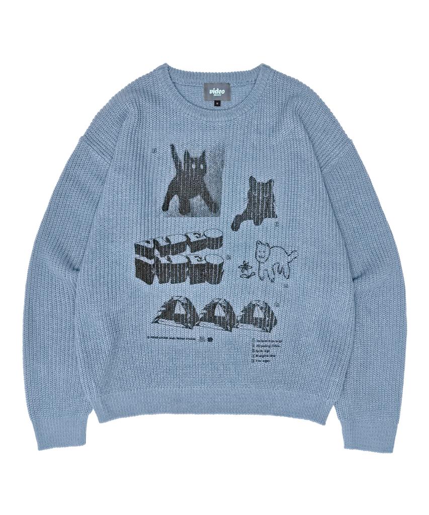 VIDEO JOCKEY Hipster Graphic Knit Sweater [4 Colors]