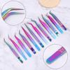 Tweezers For Eyelash Extension Colorful Stainless Steel Superhard Tweezers High Precision Anti-Static Makeup Tweezers