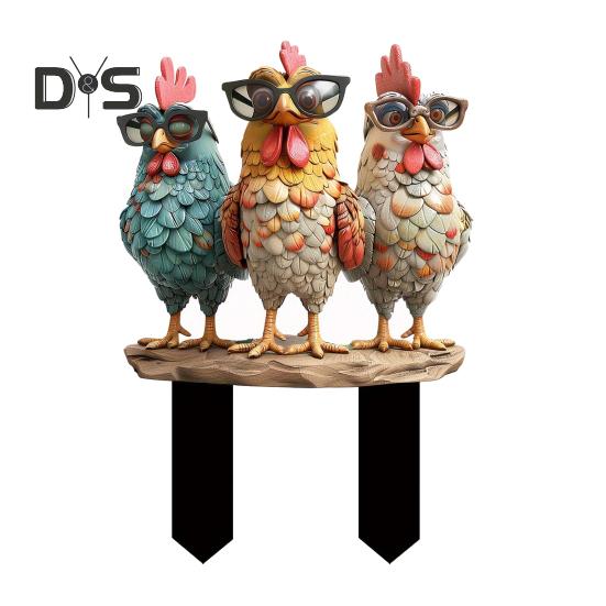 

Декоративные садовые вставки Статуэтки петухов Водонепроницаемые устойчивые к ультрафиолетовому излучению куры Украшения Уличные/внутренние колья A