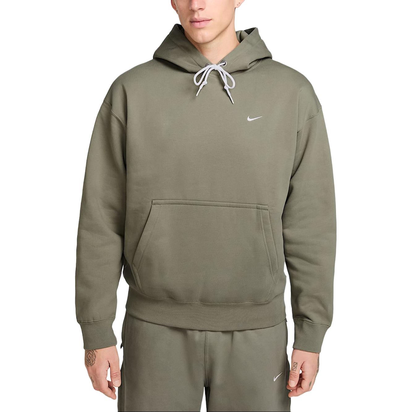 

Nike Solo Swoosh FW24 Solid Color Fleece Pullover Hoodie Long Sleeve Men hoodies Light-Army-Green White DX1355320 S