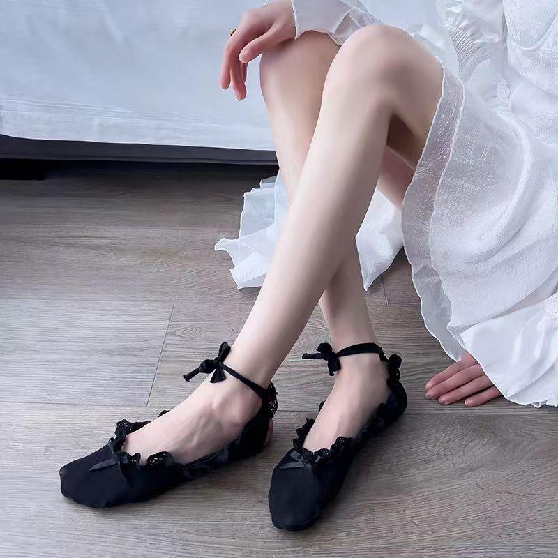 

1 шт. балетки в японском стиле, аксессуары, дышащие, элегантные, с завязками на ленте, дышащие, эстетичные, один размер