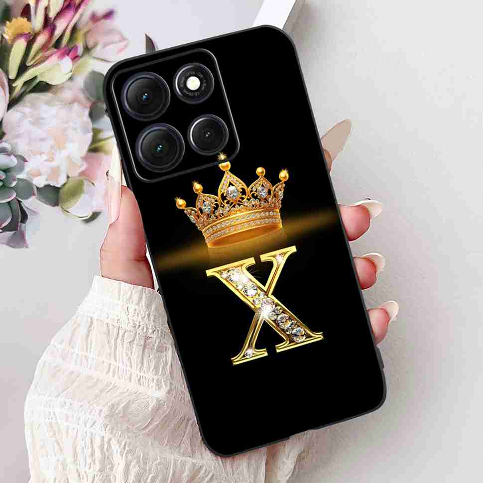 Hot For Motorola Moto G86 5G Case Crown Letters A-Z Soft Silicone Black TPU Cover For MOTO G86 XT2527-2 6.67" Protective Shell