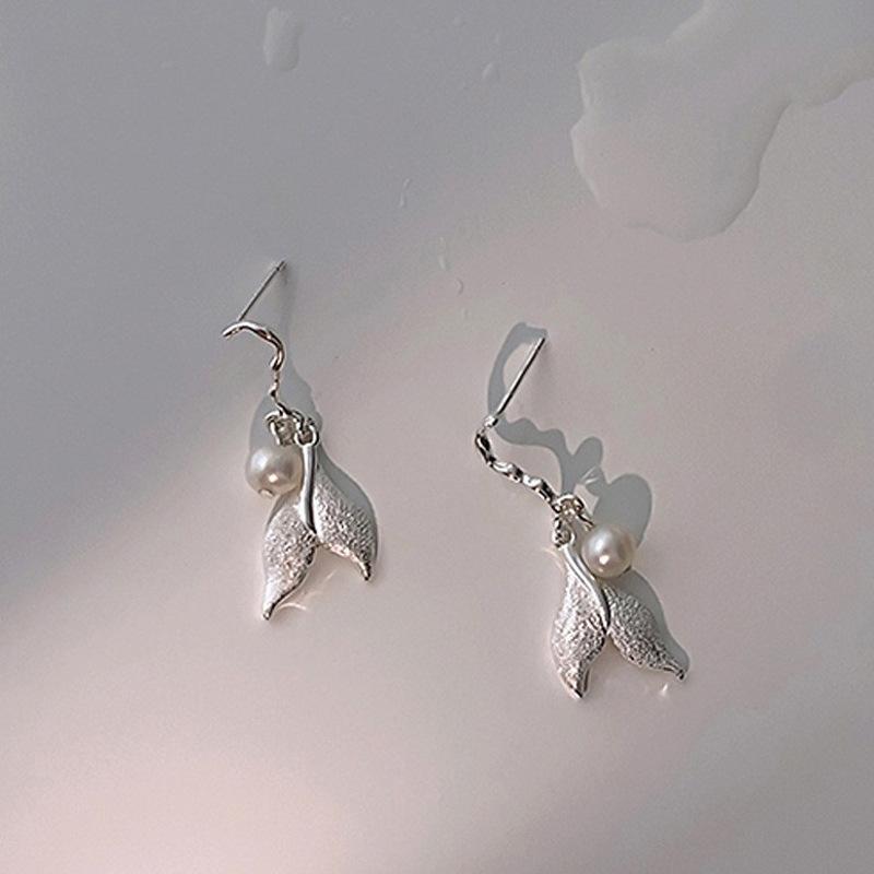 Super Fairy Pearl Mermaid Tail Earrings Matte And Beautiful Irregular Mermaid Earrings Long Fringed Trendy
