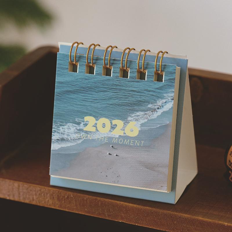 2026 Landscape Mini Desk Calendar Creative Coil Calendar Planner Desktop Ornament Decoration Office Stationery