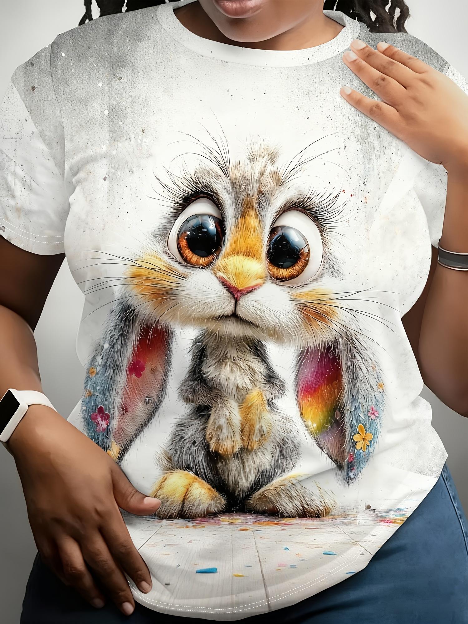 

Women s Rabbit Ear Print T-Shirt - Soft Loose Fit Round Neck Short Sleeve Blouse Suitable for Summer Casual Wear. Kawaii Bunny Outfits ; Everyday Laye 2XL дубильна кора
