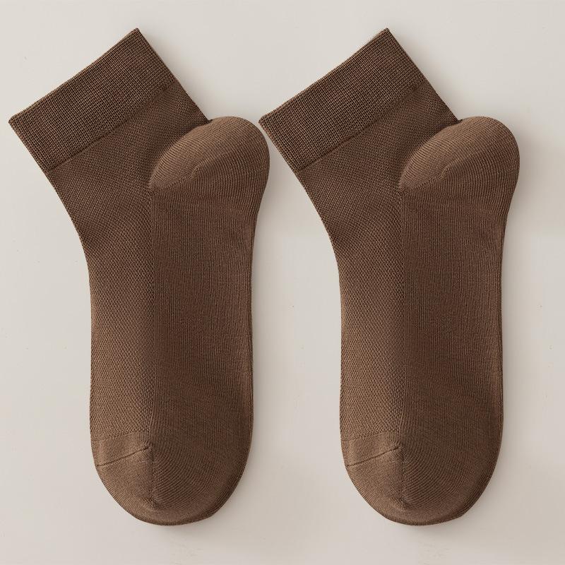 Men's Spring and Autumn Low-top Mid-calf Socks, Pure Cotton Mesh Thin Style, Summer Sweat-absorbing, Breathable and Deodorizing Business Socks