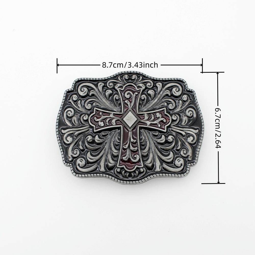 Western Denim Carved Belt Buckle Punk Cross Board Buckle Big Tree Leather Belt Buckle Ethnic Style Smooth Buckle