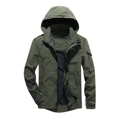 Jacket Men's Loose Plus Size Multi-pocket Jacket Can Take Off The Hood Work Coat Top