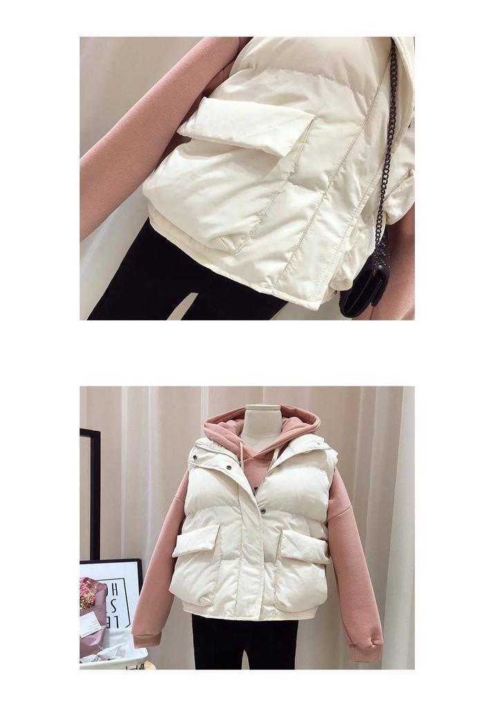 Women's Plus Size Loose Fit Short Down Cotton Vest - Versatile Autumn/Winter 2024 Jacket