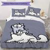 Simon‘s Cat Pattern Bedding Uilt Set Uilt Cover Pillowcase Home Decoration Birthday Gift (1 * Duvet Cover + 2 * Pillowcase Without Core)
