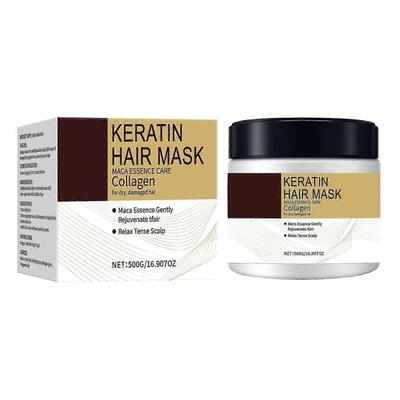 Maschera per Capelli alla Cheratina, Maschera per Capelli al Collagene Riparatrice Profonda con Essenza di Maca per Capelli Secchi e Danneggiati, Balsamo Profondo Ripristinante e Nutriente per Tutti i Tipi di Capelli