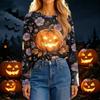 Women's Casual Long Sleeve Halloween Print Round Neck T-Shirt