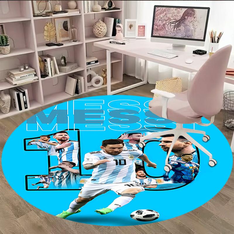 1pc Football Star (2) Print Round Carpet Chair Round Carpet Suitable for Bedroom Living Room Home Decorative Carpet