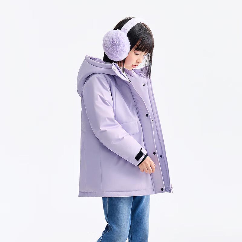 Annil Girls' Mid-Length Hooded Down Jacket