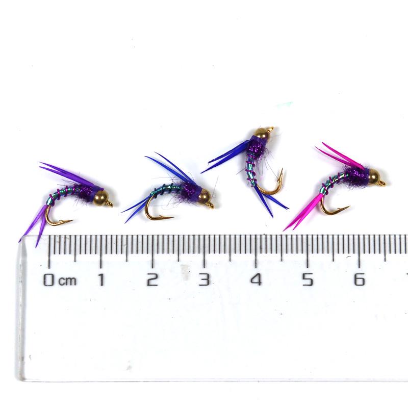 6KS #12 Psycho Prince Nymph Crazy Purple Prince Nymph Fly Jasné mosazné korálky Hlava Pstruh Rybářské mušky